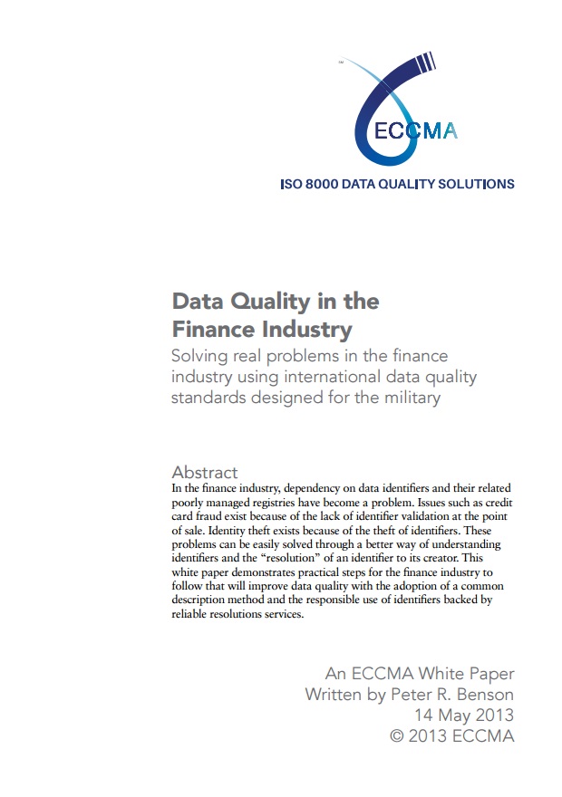 Data Quality in the Finance Industry