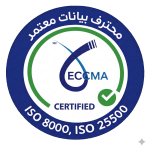 Arabic Certified Data Professional logo white circle background PNG ECCMA Data Essentials Certificate (eDEC)