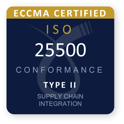 ECCMA-certified ISO 25500 conformance badge, Type II, supply chain interoperability